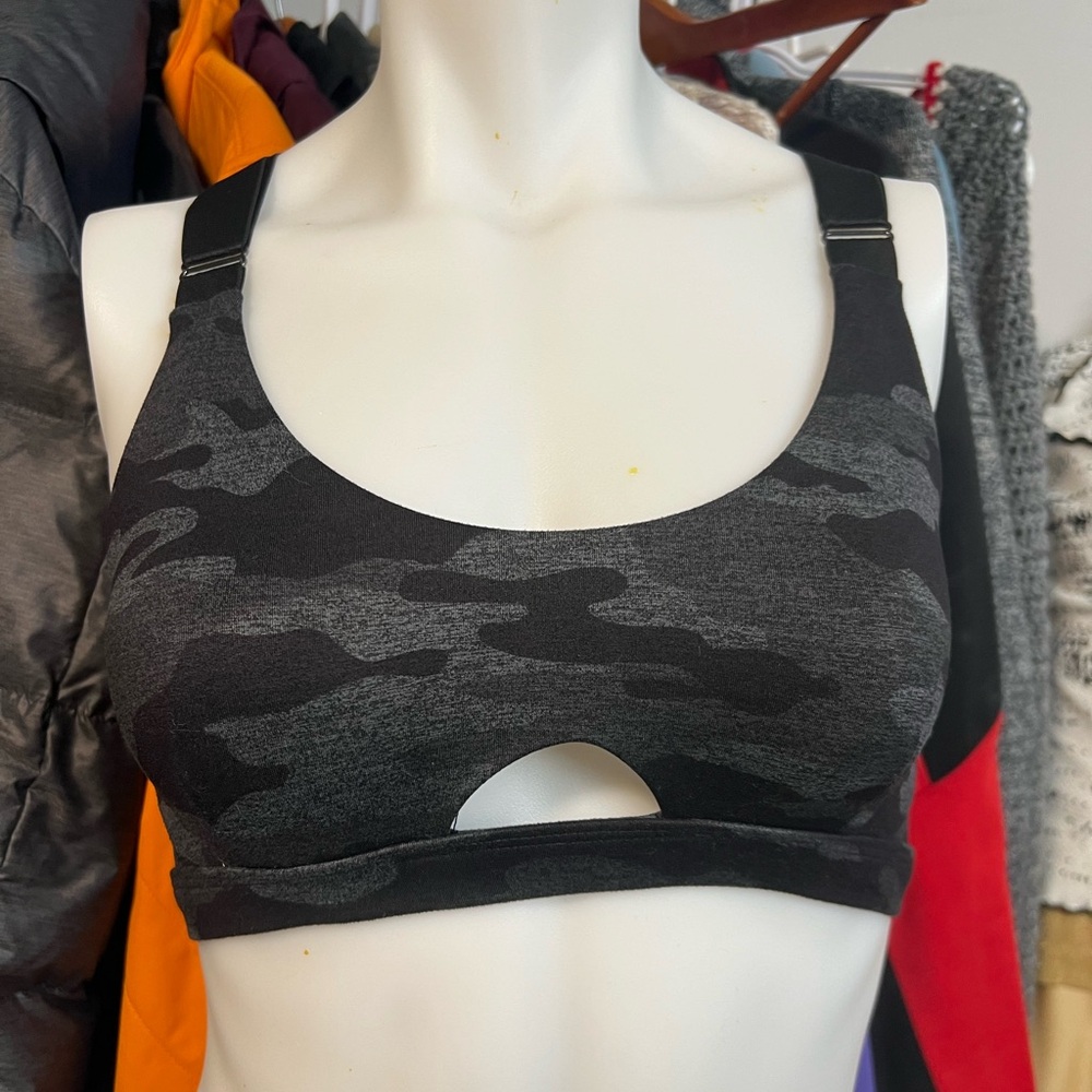 Bombshell Sportswear Gray Camo Sports Bra